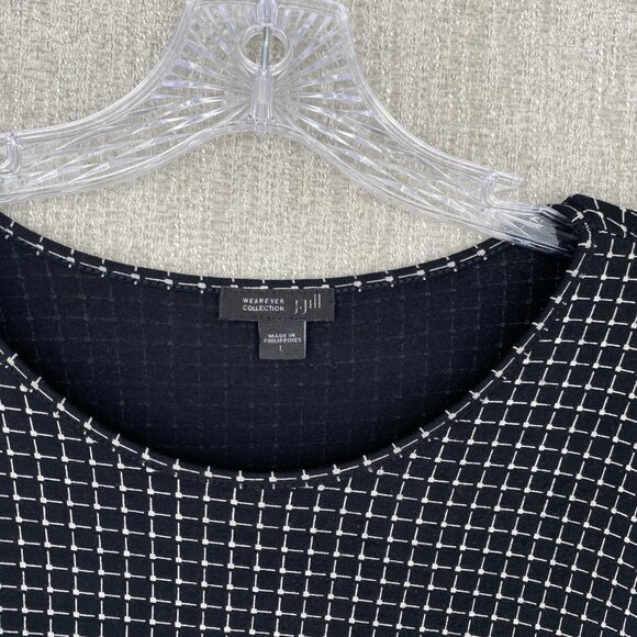 J. Jill Shirt Tunic Long Sleeve Check Grid‎ Top Round Neck Stretch - Picture 4 of 11
